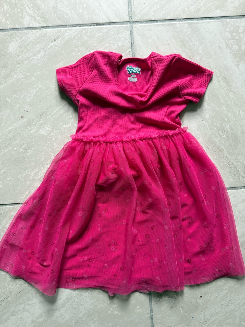 wonder nation Hot Pink Short Sleeve Tulle Dress